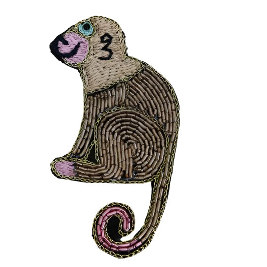 Hand Embroidered Brooch - Monkey