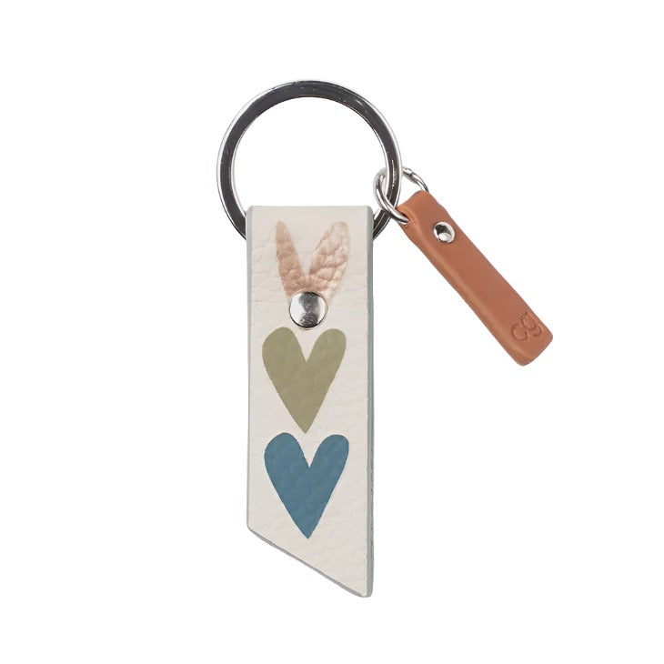 CG Vegan Leather Novelty Keyring  - Multi Hearts Long Tab