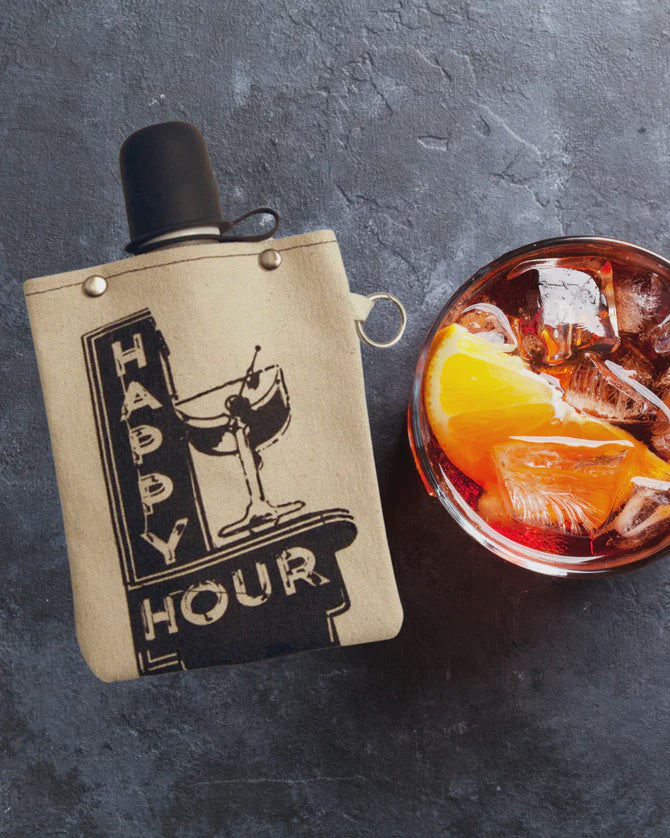 240ml Canvas Flask - Happy Hour