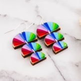 Triple Half Circle Stack Earrings - Rainbow Stripe