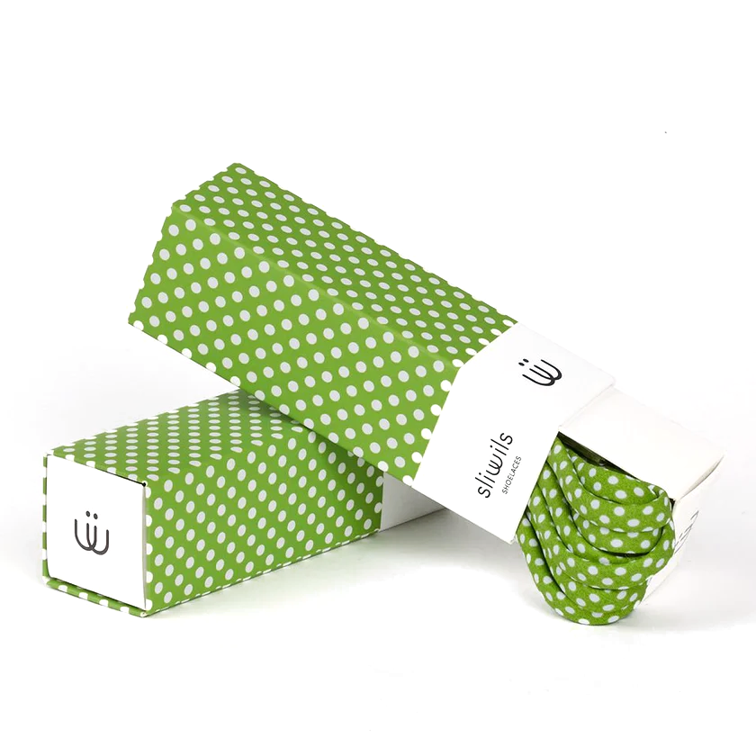 Sliwils Shoelaces - Green Polka Dot