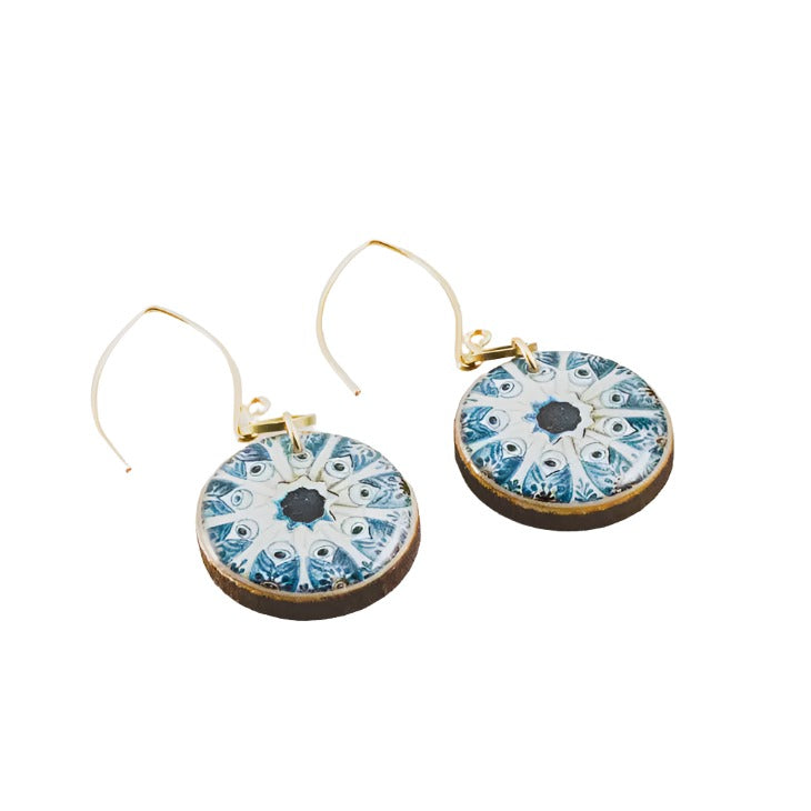 Turquoise Sea Urchin Circle Earrings