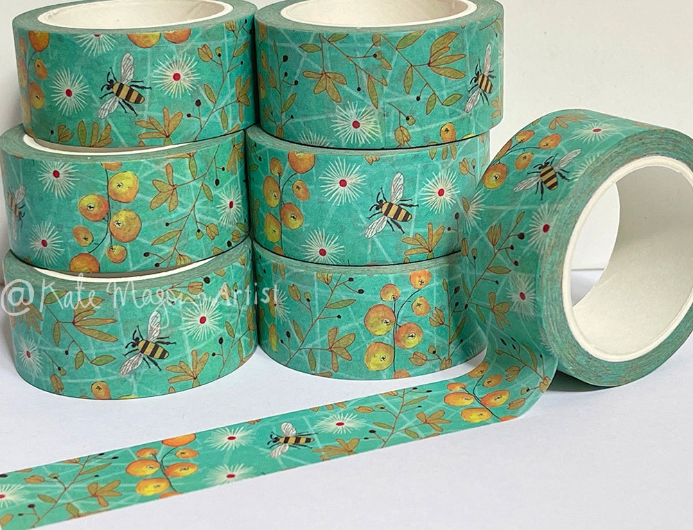 Washi Tape - Aqua Bee Berries