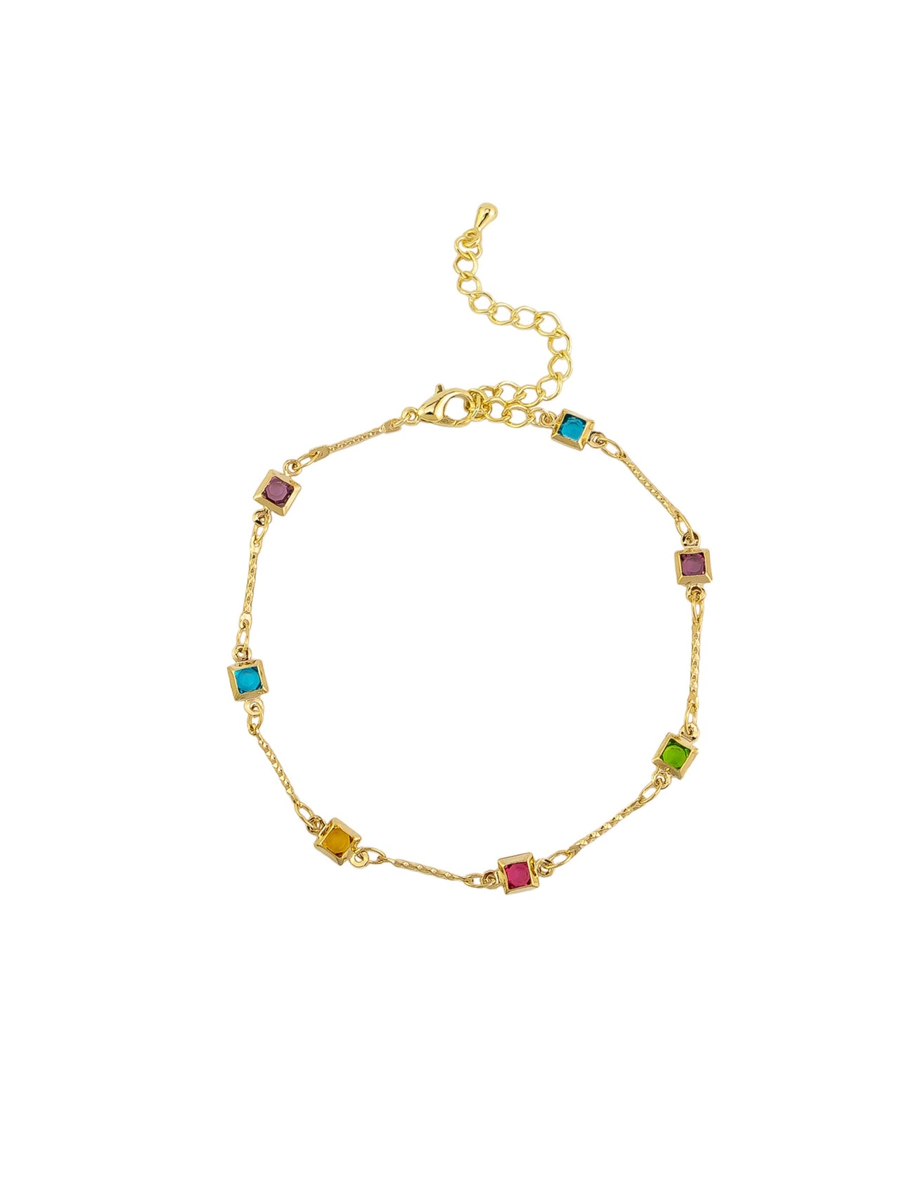 Gold Multi Square Crystal Bracelet