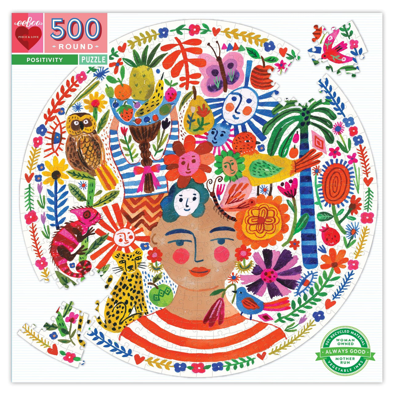 500 pc Round Puzzle - Positivity Freda