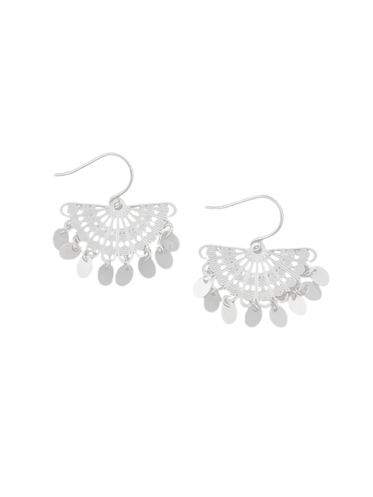 Silver Fan Tinkled Earrings