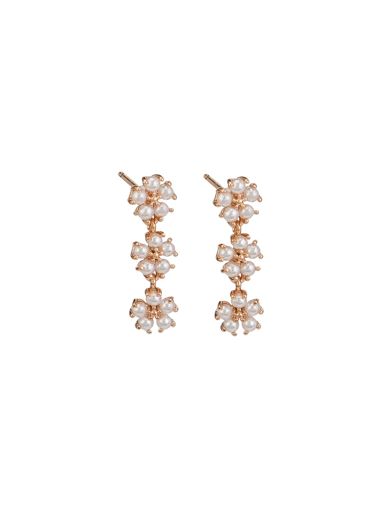 Petite Pearl Three Flower Earrings