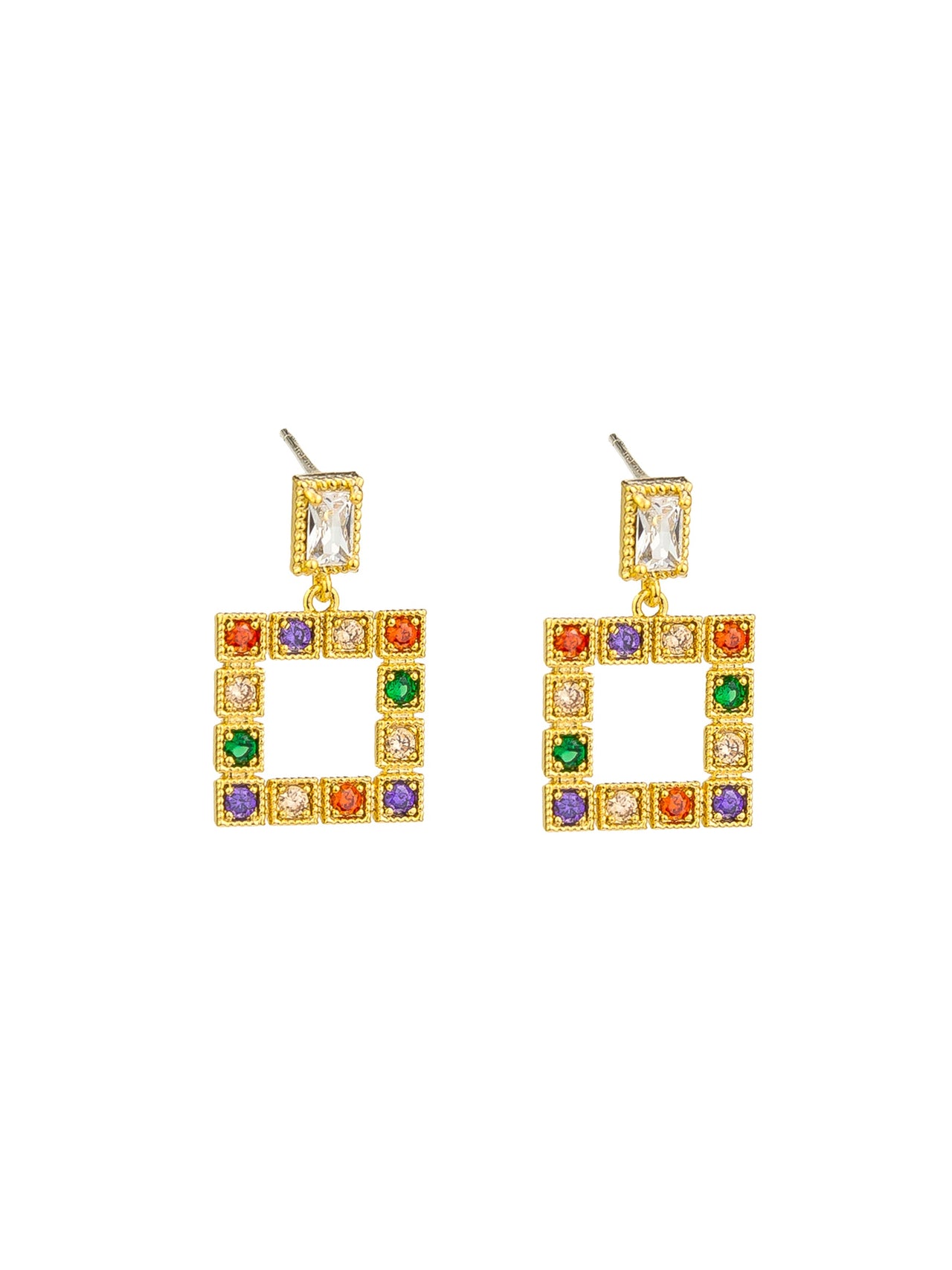 Verena Square Mixed Crystal Earrings