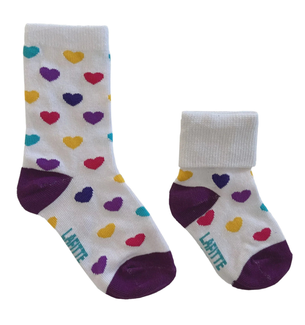 LAFITTE Kids Socks - Heart - White (6-12 Months)