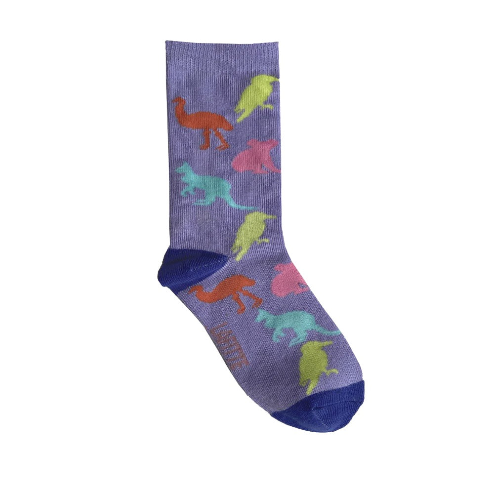 LAFITTE Kids Socks - Australian Animals - Lilac (2-3 Years)