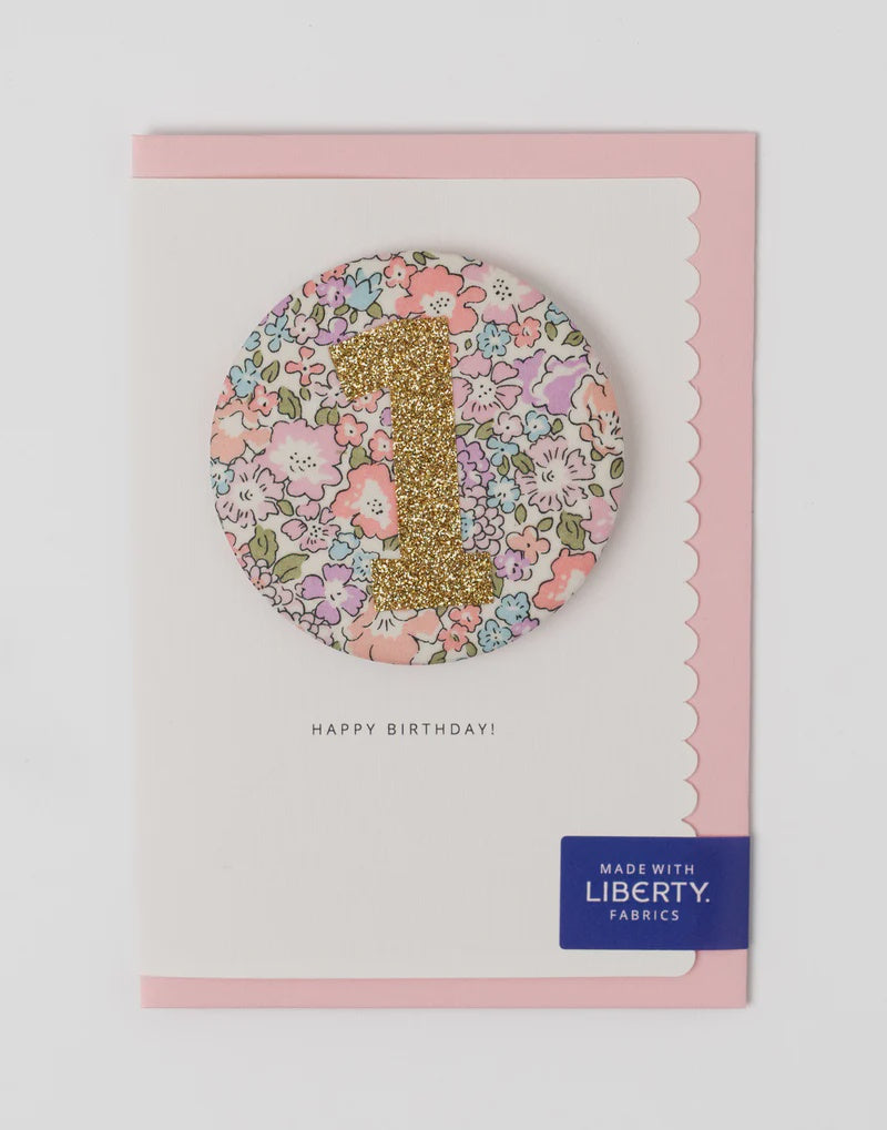 Liberty Glitter Age 1 Badge Card - Michelle Lilac