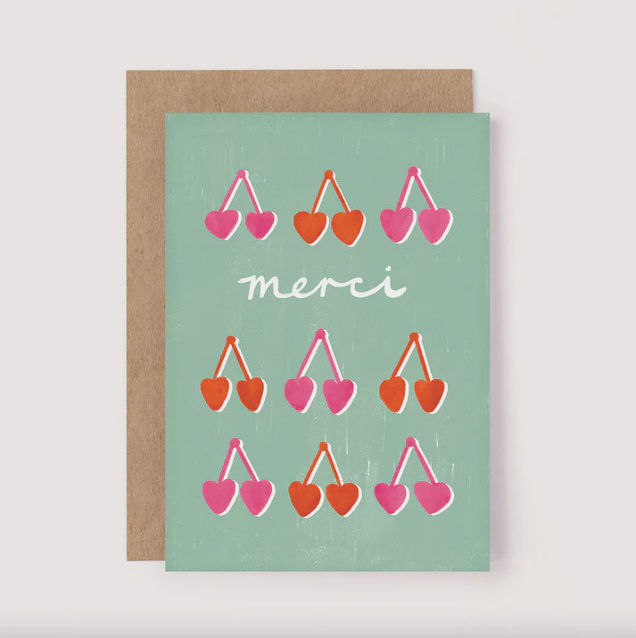 Merci Cherries Thank You Card