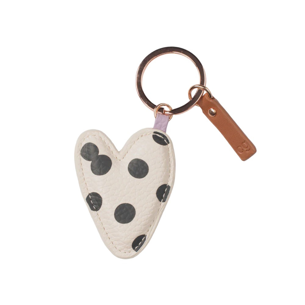 CG Vegan Leather Novelty Keyring  - Mono Spot Heart