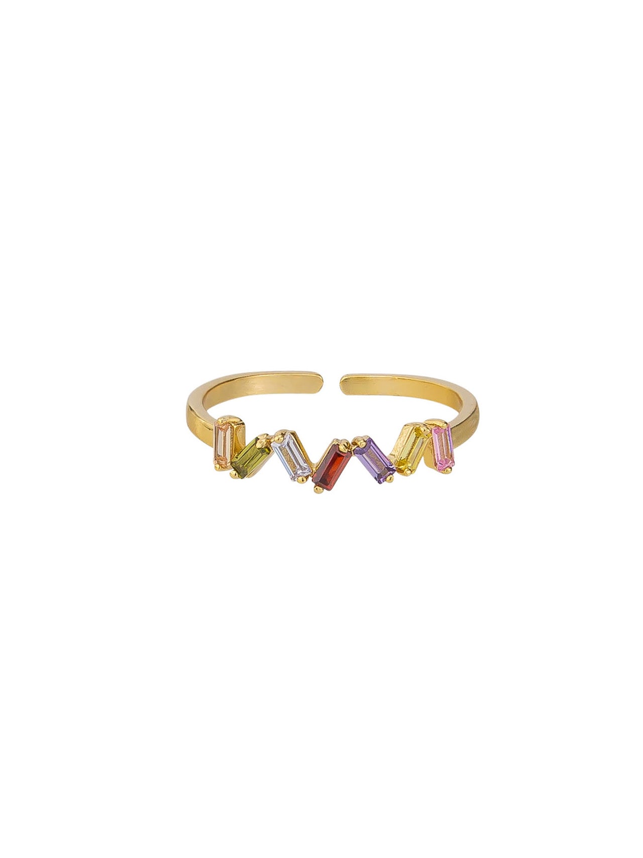 Gold ZigZag Multi Crystal Ring