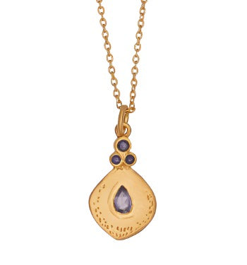 Gold Plate Pokhara Tear Drop Pendant with Lolite