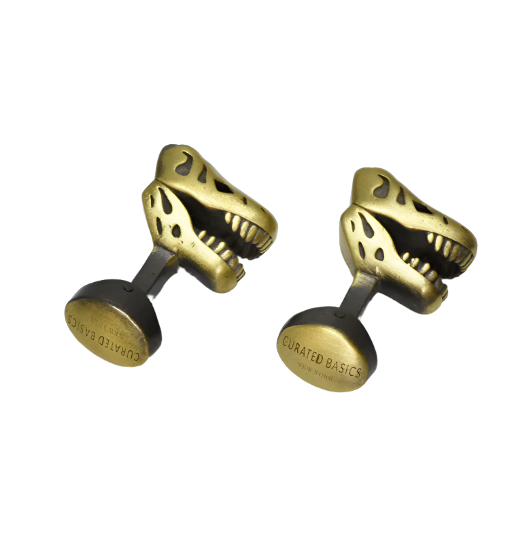 T-Rex Brass Skull Cufflinks