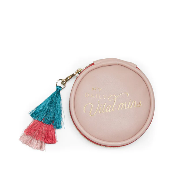 Vegan Leather Pill Box with Tassel - Daily Vital-Mins