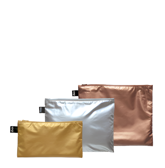 Zip Pockets Set of 3 - Metallic