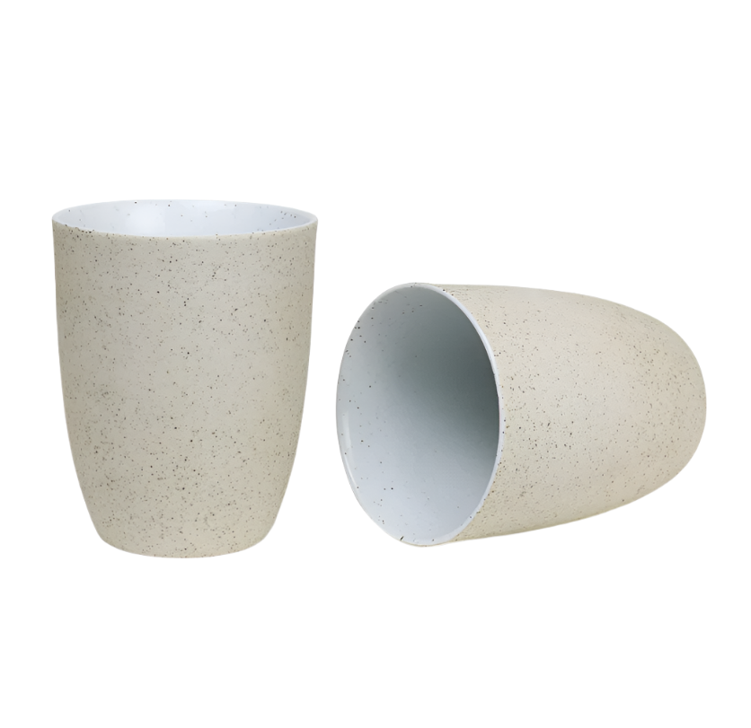 Set of 2 Latte Cups - White Granite