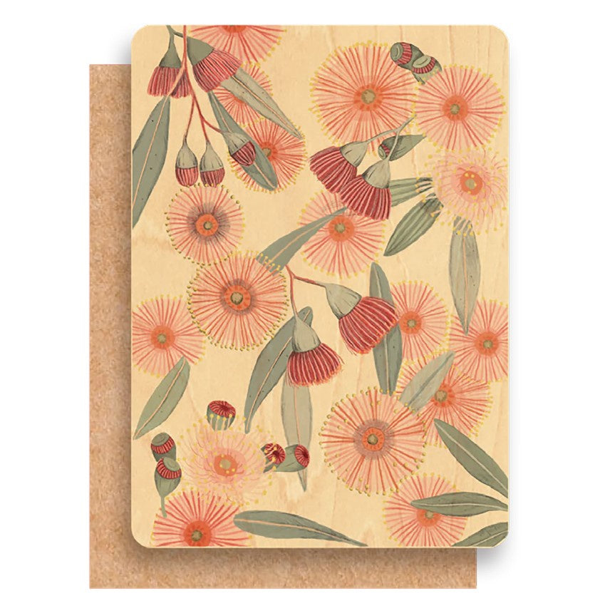 Red Eucalyptus Burst Wood Card