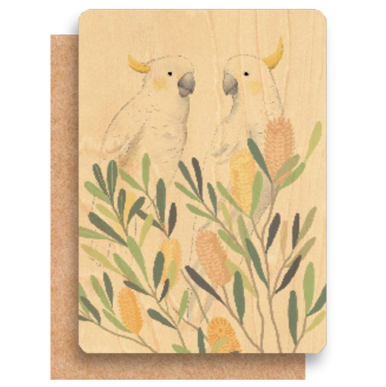 A Cocky Pair Wood Card