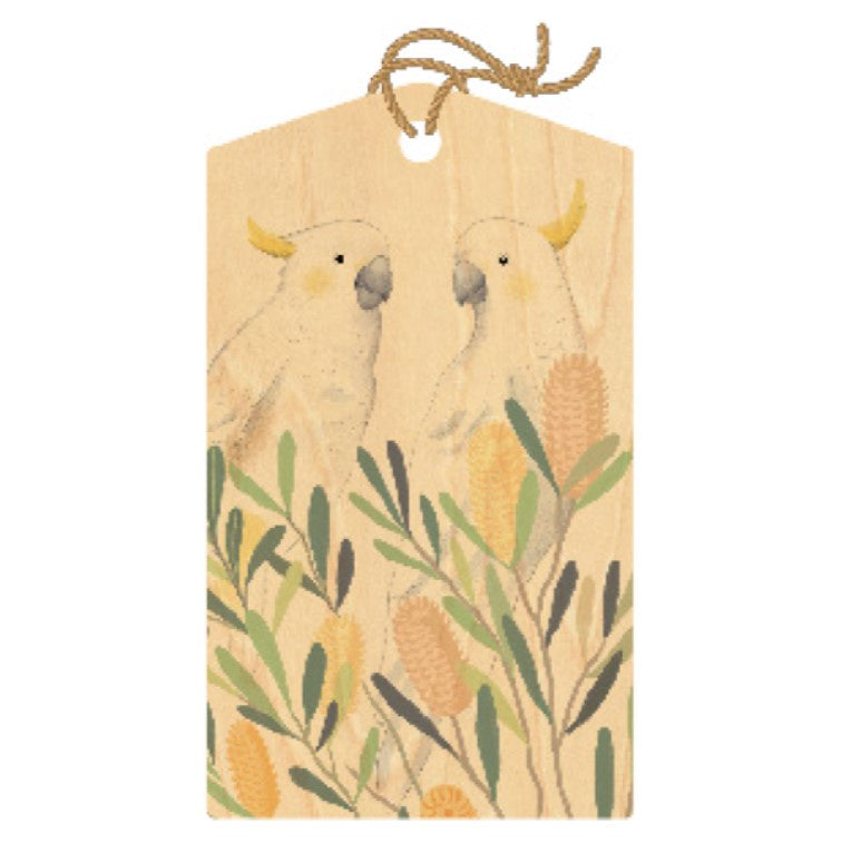 A Cocky Pair Wood Gift Tag