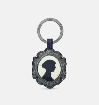 Yoshi Leather Keyring - Jane Austen Silhouette - Navy