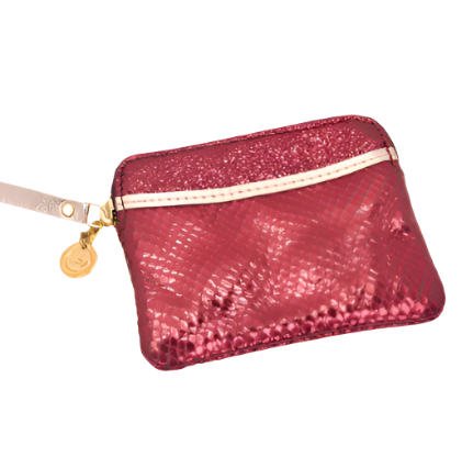 Mini Zipper Leather Purse Sleek - Berry