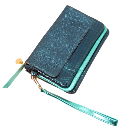 Bubble Sleek Leather Clutch - Jade