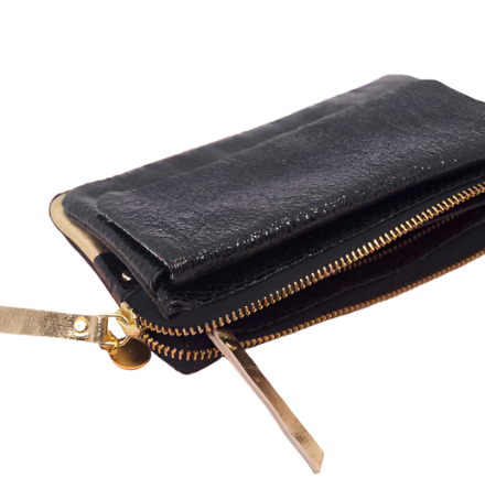 Bubble Sleek Leather Clutch - Black