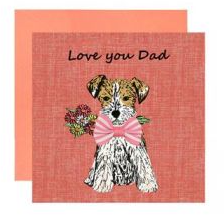 Love You Dad Terrier with Flowers Card