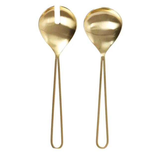 Auric Stainless Steel Salad Servers (Set of 2) 27cm Gold