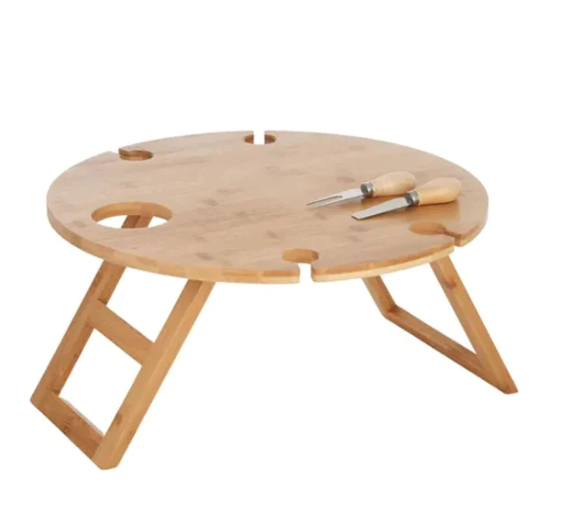 Bae Bamboo Picnic Table with 2 Cheese Knives