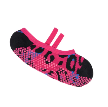 Ballet Grip Socks - Hot Pink & Cobalt Leopard