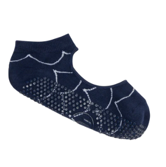 Slide On Grip Socks - Scallop Navy