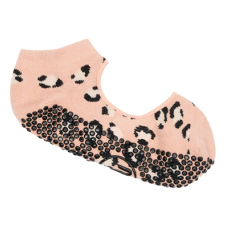 Slide On Grip Socks - Peach Cheetah