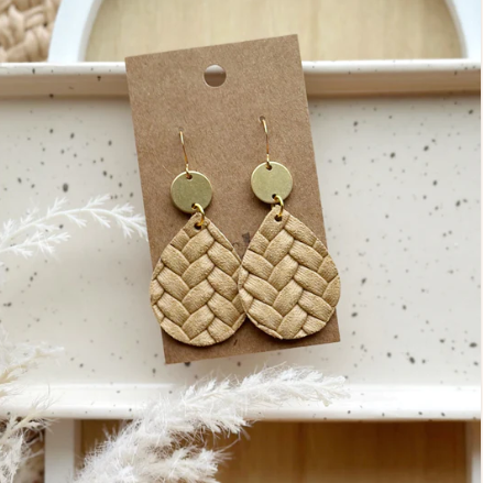 Dew Drop Earrings - Wheat Weave