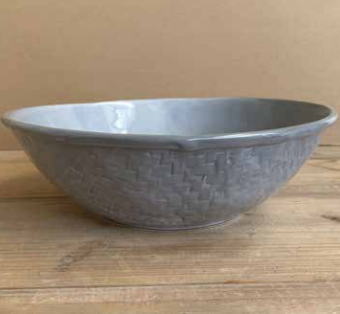 Basketweave Handmade Fruit Bowl - Washed Blue