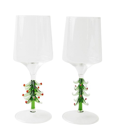 Wine Glass Set of 2 - Oh Christmas Tree