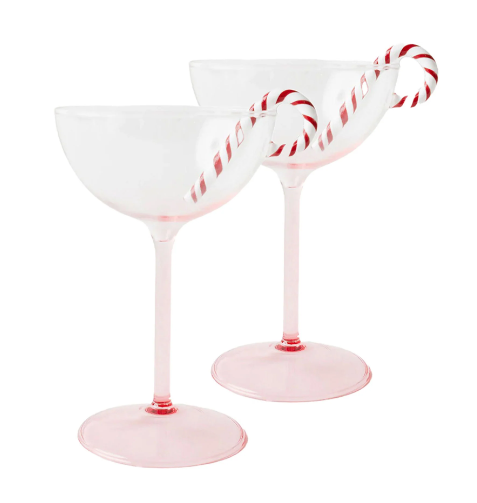 Coupe Glass Set of 2 - Candy Cane