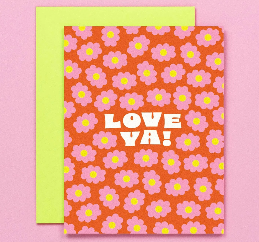 Love Ya Flower Pattern Greeting Card