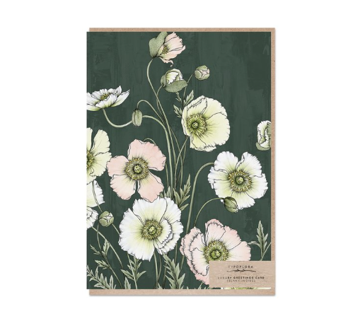 Poppies In The Dark Portrait Card