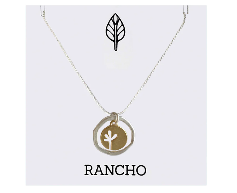 Gold Seedling Disc + Silver Flat Ring on Silver Chain Necklace