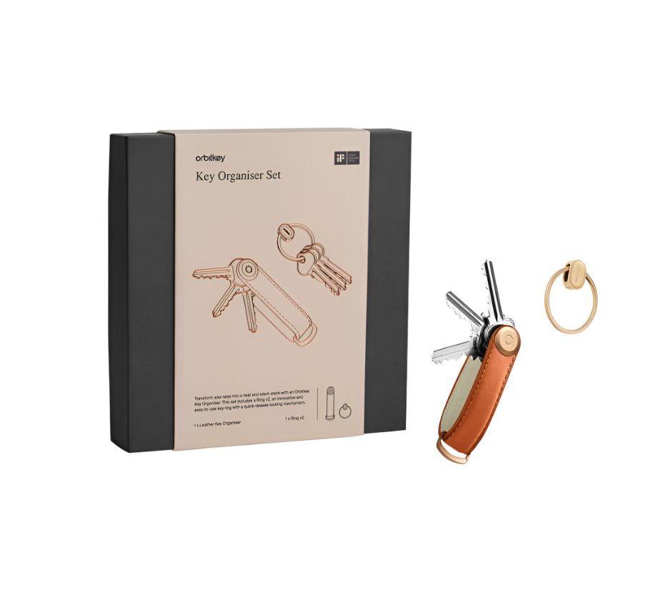 Key Organiser Set - Cognac + Yellow Gold