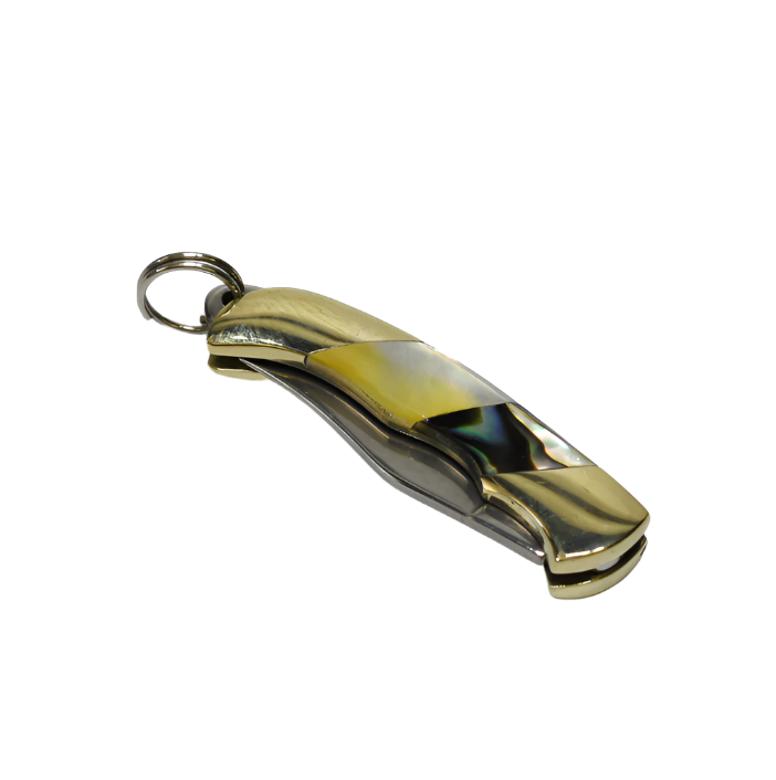 Mini Inlay Folding Knife - Yellow Pearl & Abalone