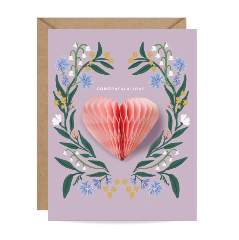 Pop-Up Folk Heart Congratulations Card