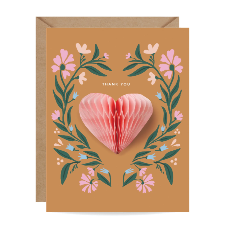 Pop-Up Folk Heart Thank You Card