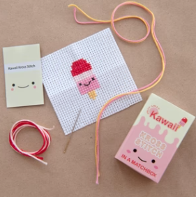 Kawaii Mini Cross Stitch In A Matchbox - Ice Lolly