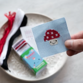 Kawaii Mini Cross Stitch In A Matchbox - Toadstool