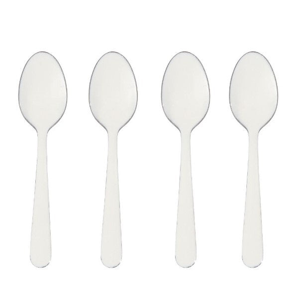 White Enamel Spoons - Set of 4